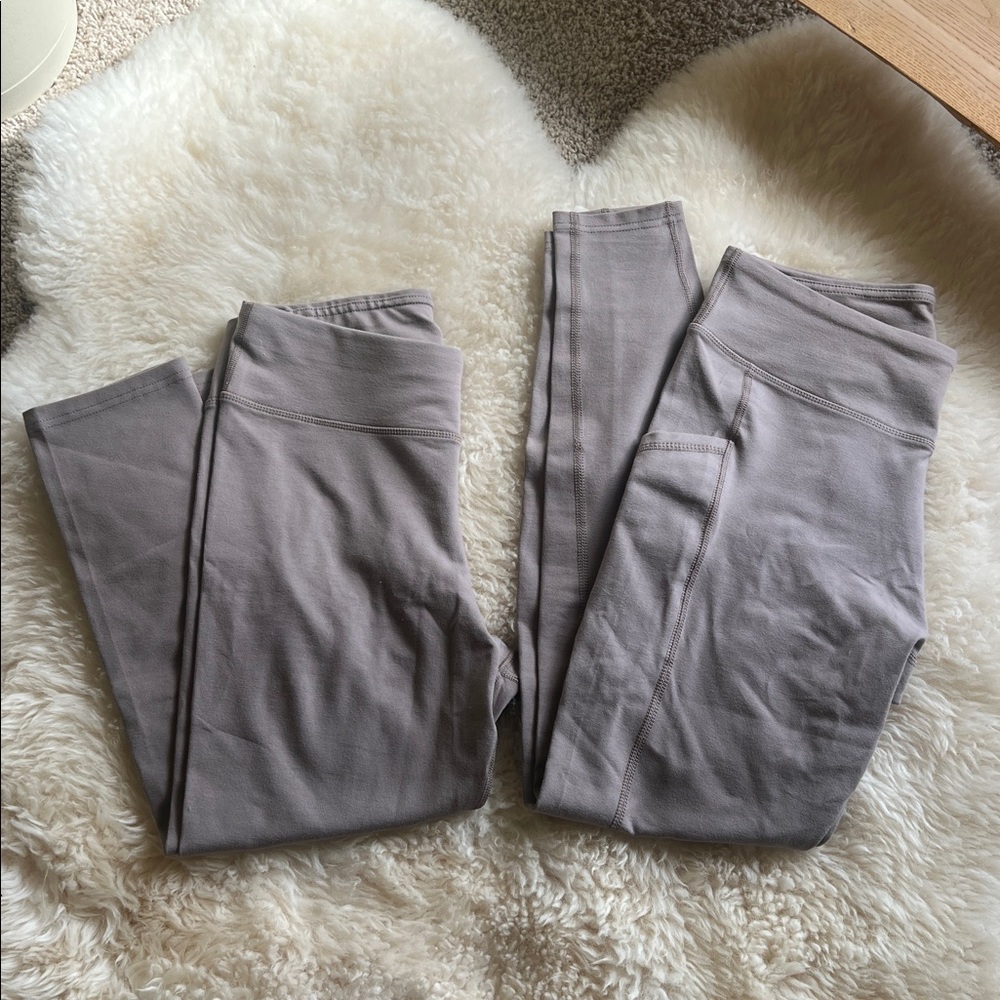 2 pairs NWOT Pact Women's Beige High-Waisted Leggings